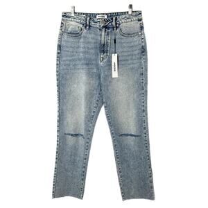 Vigoss Womens 90s Billie Jeans 30 Straight Stonewash Ripped Distressed High Rise